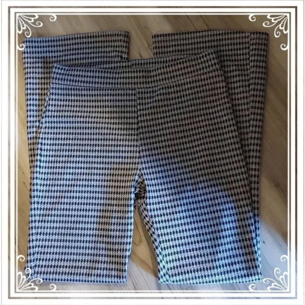 Comfy Black & White Stretch Houndstooth Casual Pants Sz L